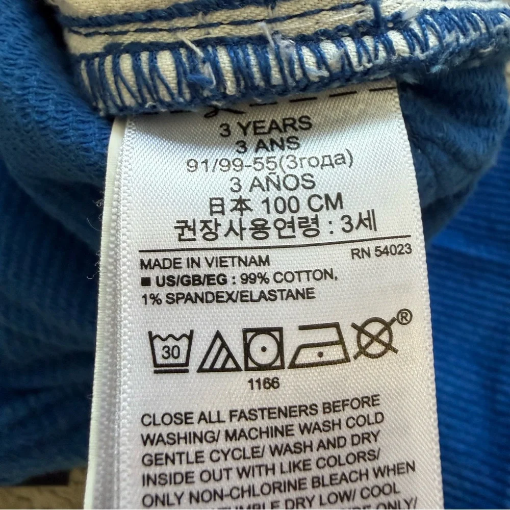 Gap Kids‎ Blue Corduroy Pants Slim Adjustable Waist Size 3